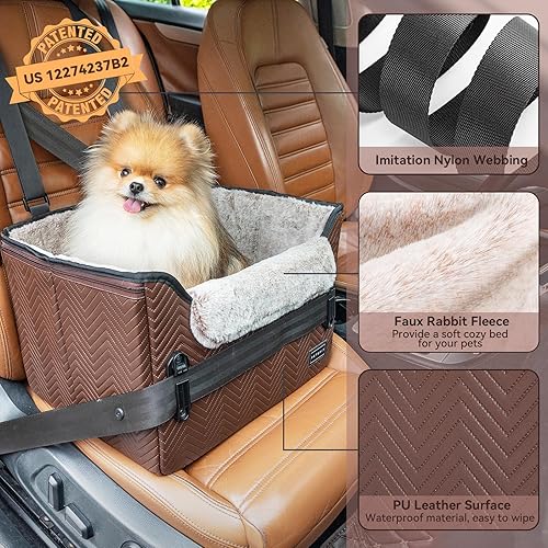 Vista 75 de PETSFIT - Asiento de automóvil para perros pequeños, portátil, con hebillas seguras patentadas, correa de clip, adecuado para mascotas pequeñas