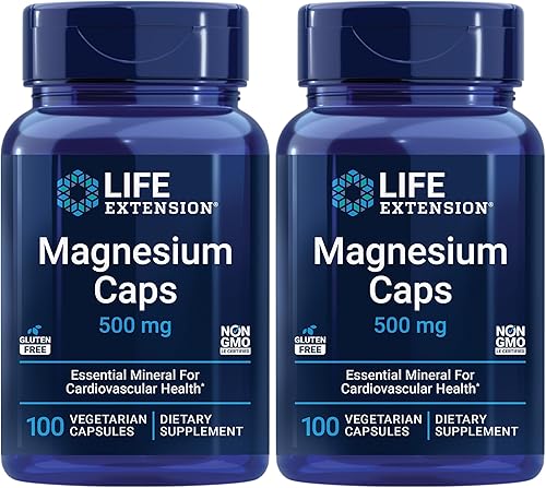 Life Extension Tapas de magnesio, 500 mg, óxido de magnesio, citrato, succinato, salud cardíaca, huesos sanos, apoyo al metabolismo, 100 cápsulas