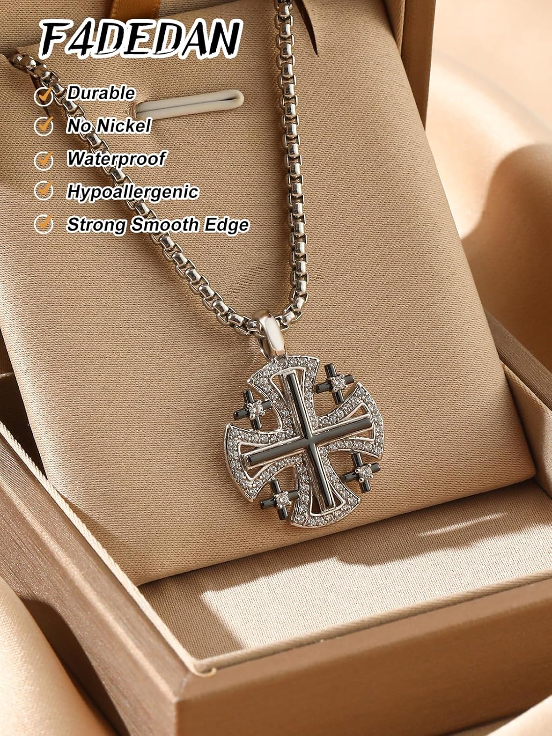 Cross Necklace for Men 925 Sterling Silver Men's Cross Necklace Catholic Religious Gifts - Image 2