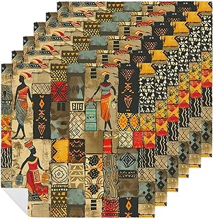 Colorful African Women Cloth Napkins Set of 6 Egyptian Ethnic Reusable W...