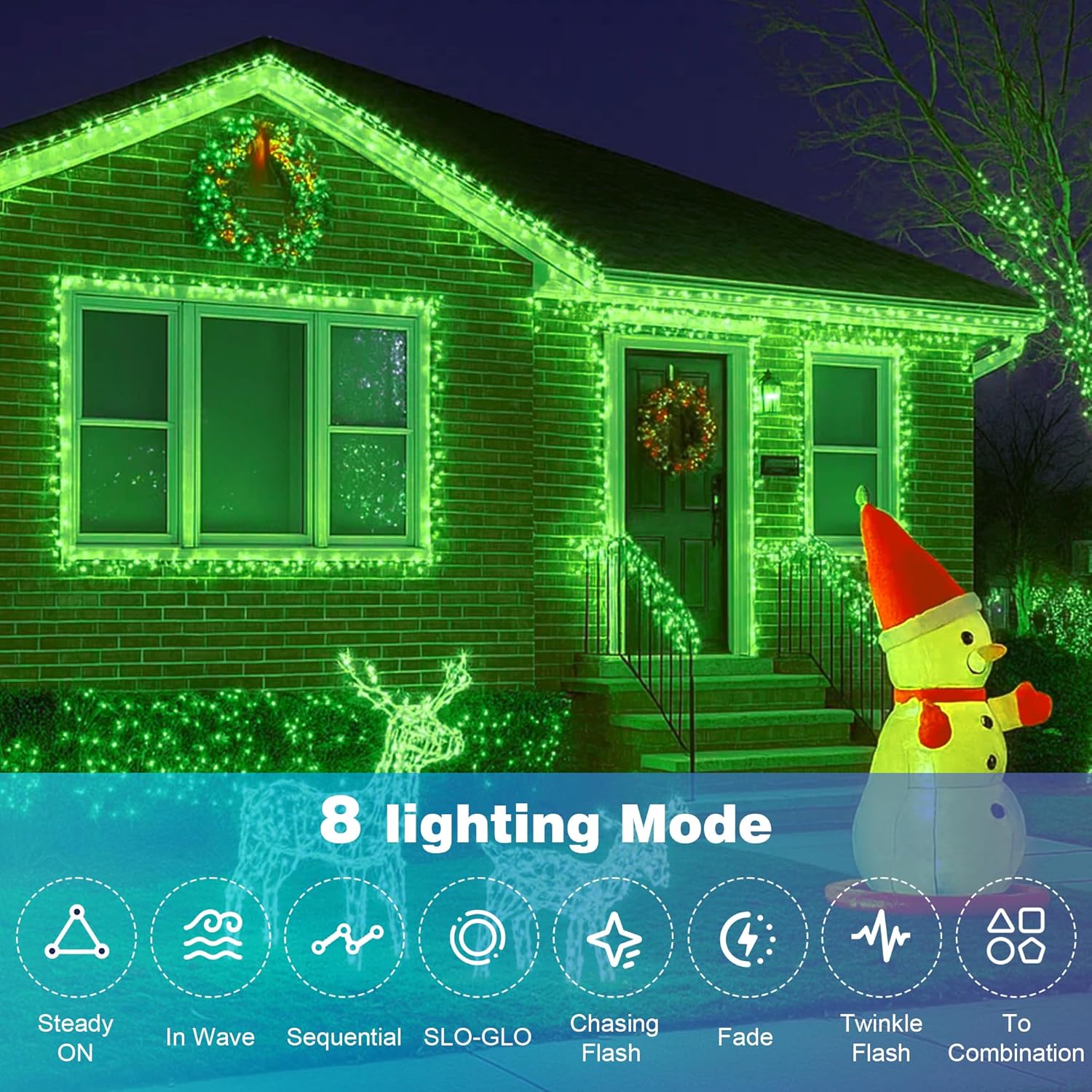 Christmas Lights 500LED 164FT, Waterproof Christmas Tree Lights with 8 Modes, Remote Control 3 Timers & Memory Function Xmas Decorations for House and Holiday (Green) - Image 3