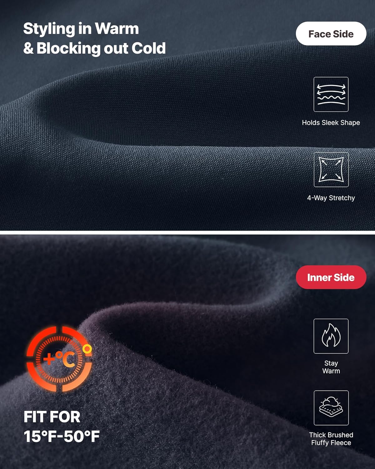 G4Free Women Fleece Lined Pants with Pockets Wide Leg Winter Thermal Work Trousers Dressy Casual Petite/Regular/Tall - Image 3