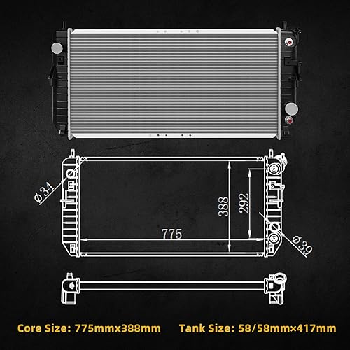 Miniatura 5 de DWVO Radiador compatible con Buick Lucerne 2006-2008 3.8L V6, radiador de ajuste directo con núcleo de aluminio y aletas de alta densidad, reemplaza