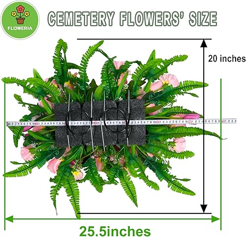 Miniatura 3 de FLOWERIA Flores artificiales para cementerio, decoración de tumbas, lápida, silla de montar, tamaño grande