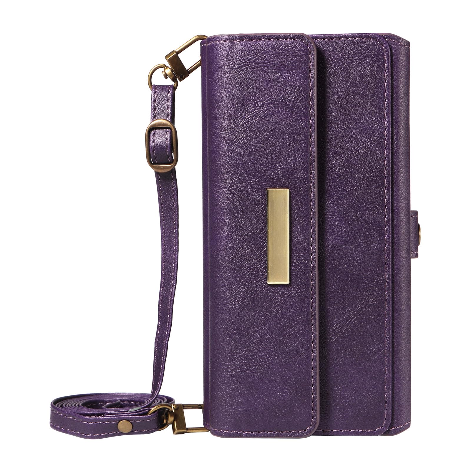 Etui z klapką do iPhone 17 Pro Max/17 Pro/17 Air/17, stylowe skórzane etui crossbody z dużą przestrzenią z przegródkami na karty, podpórka, kolor fioletowy, 17 Air