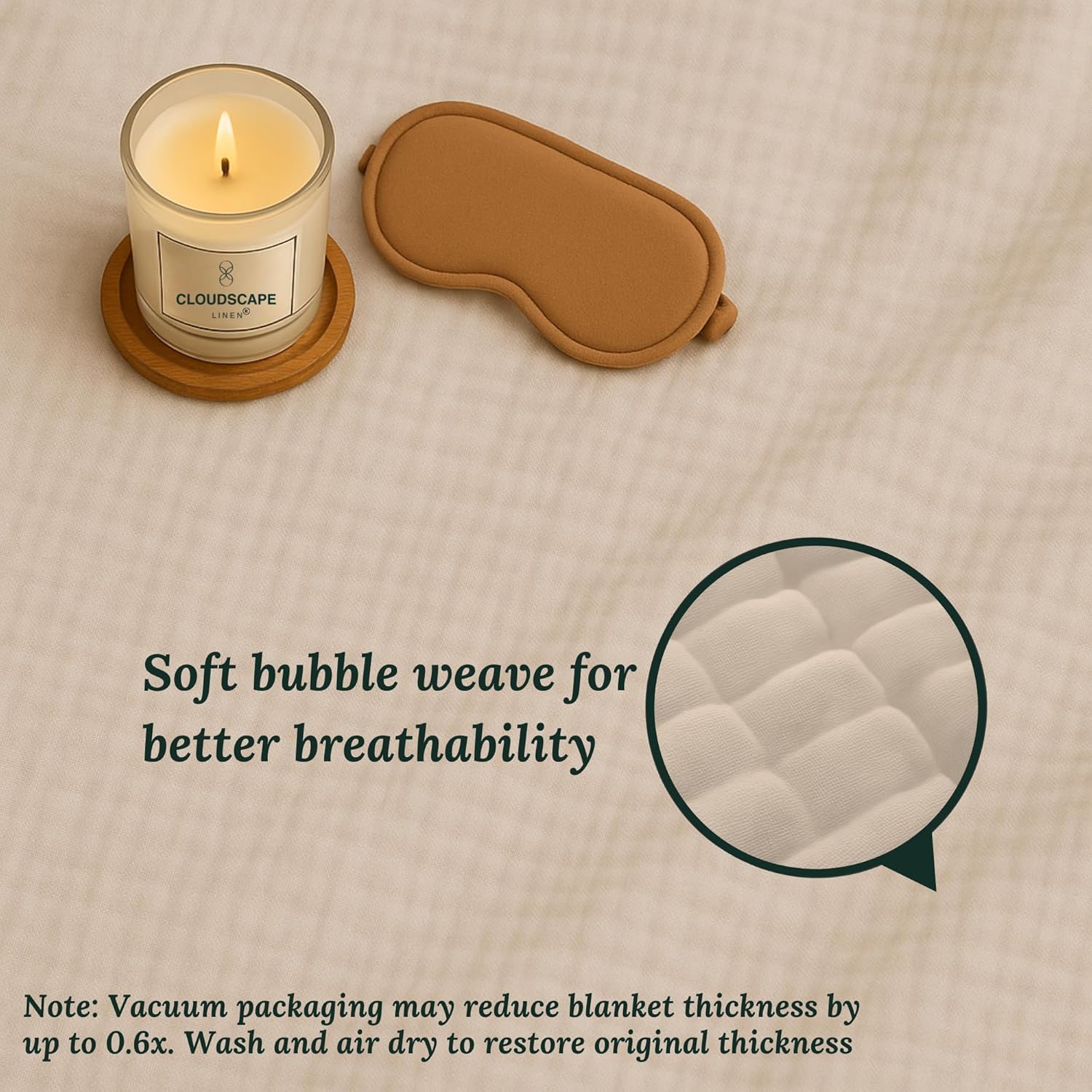 Cloud Scape Linen 4 Layer Oversized Muslin Blanket King Size - 100% Cotton, Lightweight & Breathable All Season Blanket for Bed, fits California King, 92x108, Beige Fog