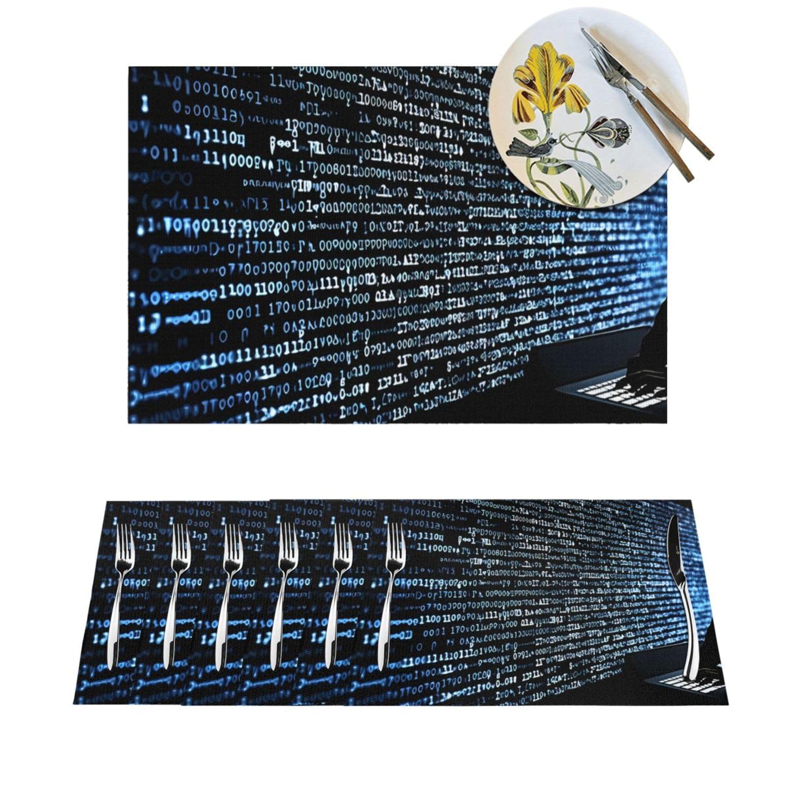 Sets de table en PVC lot de 6 tapis tissés de cuisine résistants à la chaleur 45x30 cm