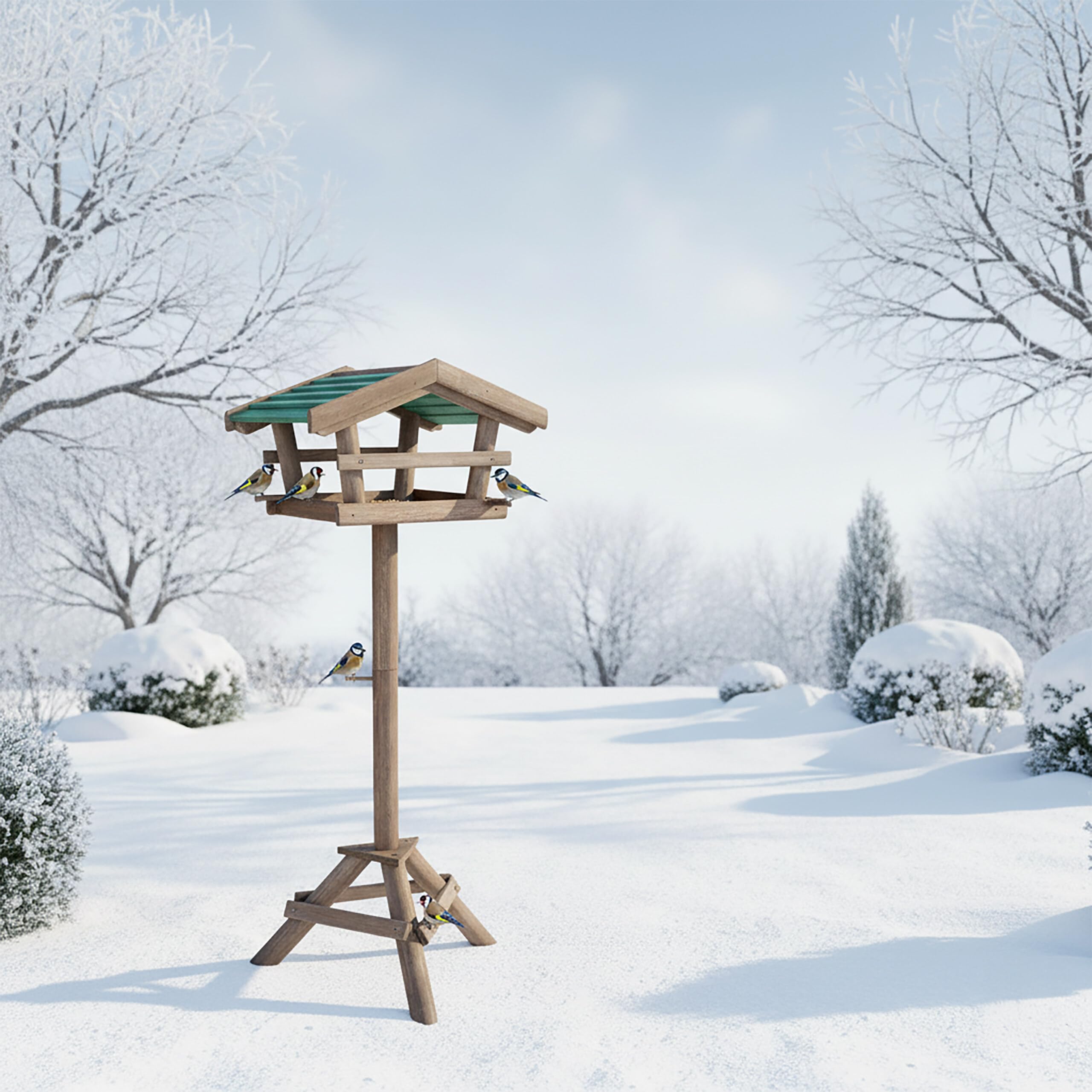 Relaxdays Casetta per Uccelli con Supporto HLP 100 x 37 x 43 cm Nido Uccellini in Legno mangiatoia