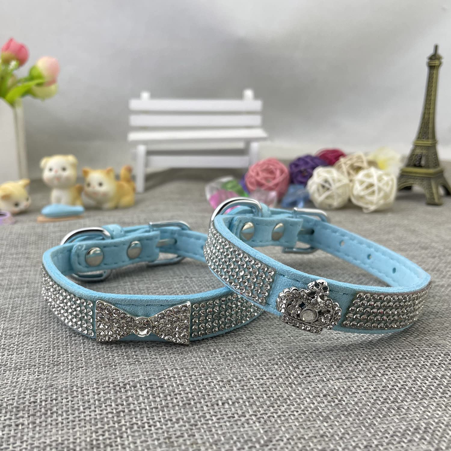 Jumpress Hundehalsband & Leine Set Mit Fliege – Glitzerndes Nylon-Set Für Kleine & Mittelgroße Hunde (1,5 M Leine, Verstellbar)