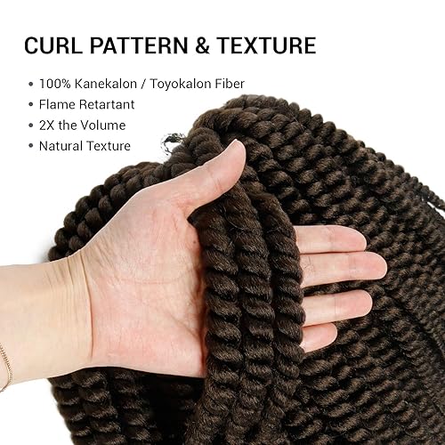 Miniatura 4 de AU-THEN-TIC Cabello senegalés Jumbo de ganchillo de 12 pulgadas, paquete de 6, extensiones sintéticas para estilos Habana y Mambo Twist, (4, marrón