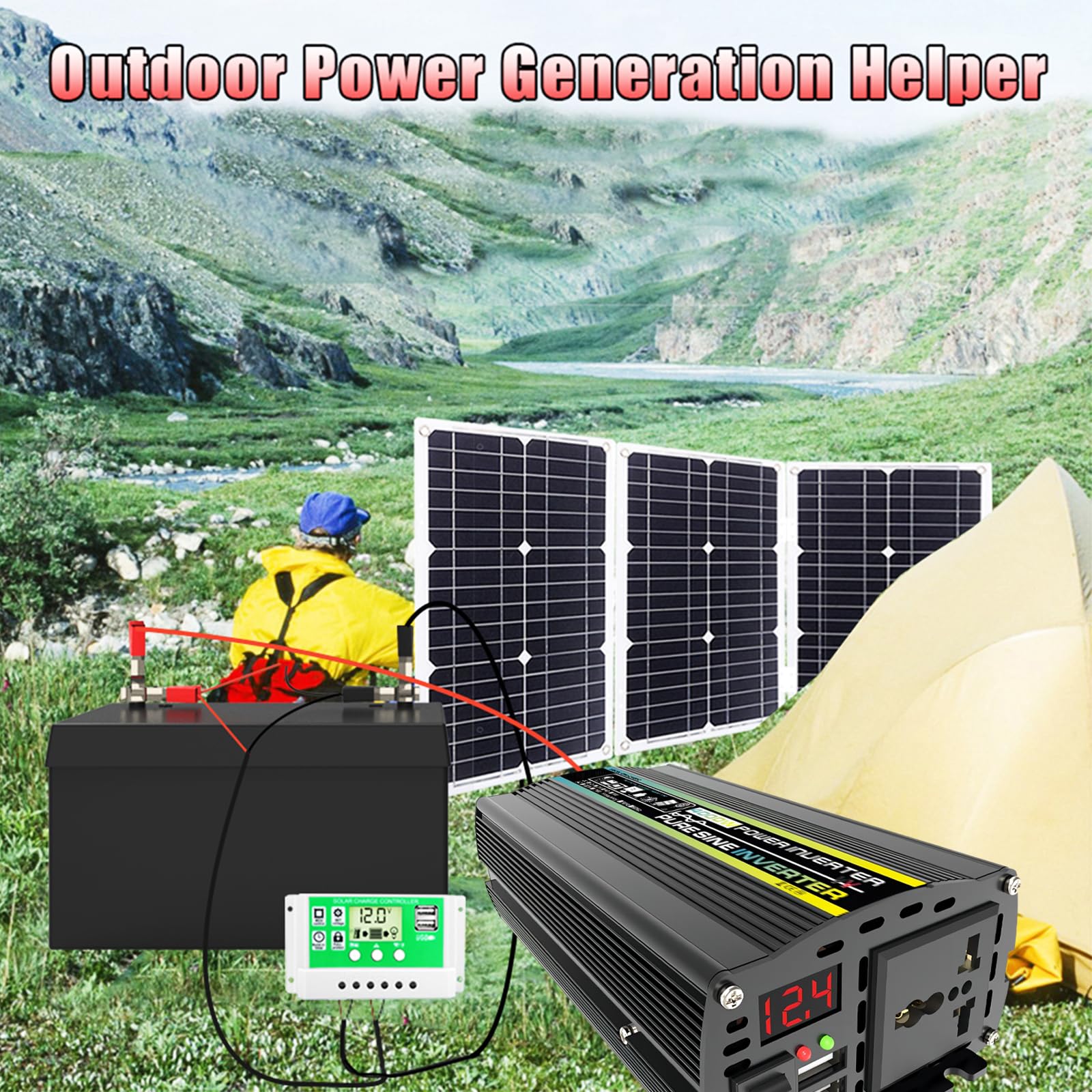 1 Satz 800 W Off-Grid-Solarpanel-Kit mit 50 A-Laderegler – wasserdicht und tragbar for Wohnmobile, Camper und Outdoor-Abenteuer(75W)