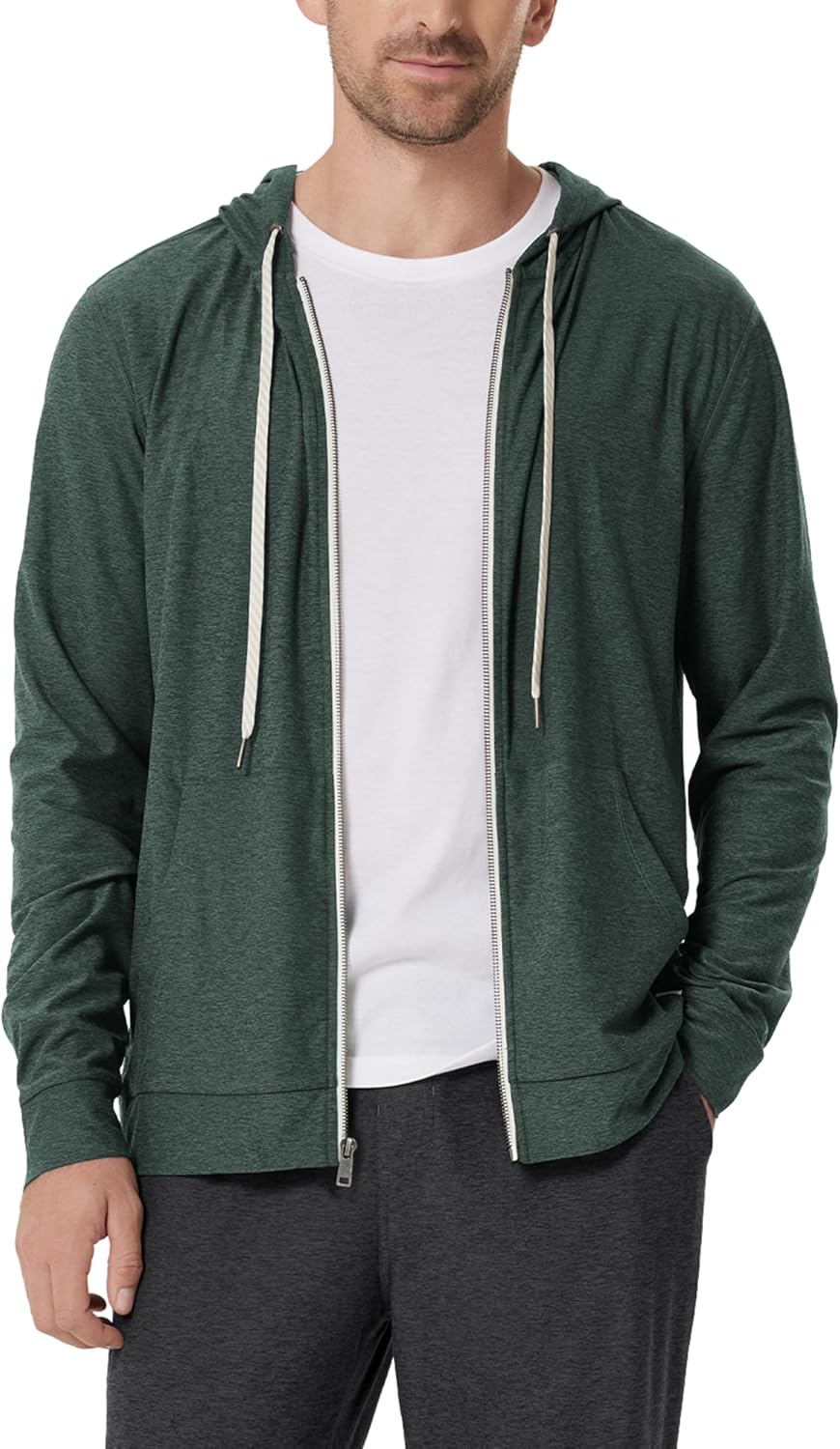 ODODOS Men's Full-Zip Hoodie - odSTRATUM Tech Ultra Soft Outfit UPF 50+ Performance Hooded Jacket with Pockets