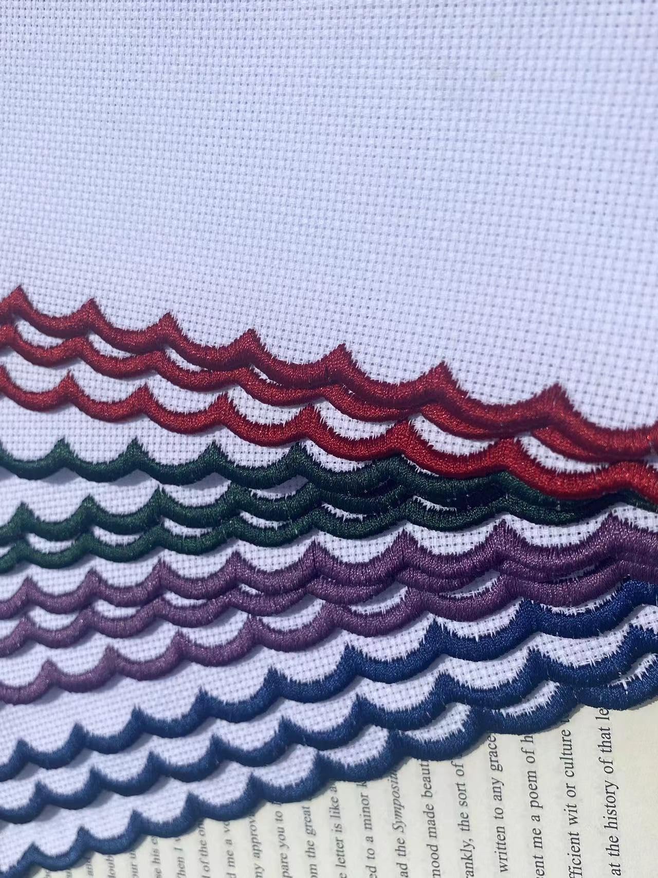 12 pcs 16count aida Fabric Christmas Colored Scallop Edged Blank Cross Stitch Bookmark for DIY,aida Fabric Edged Cross Stitch Book Mark Blank to Cross Stitch