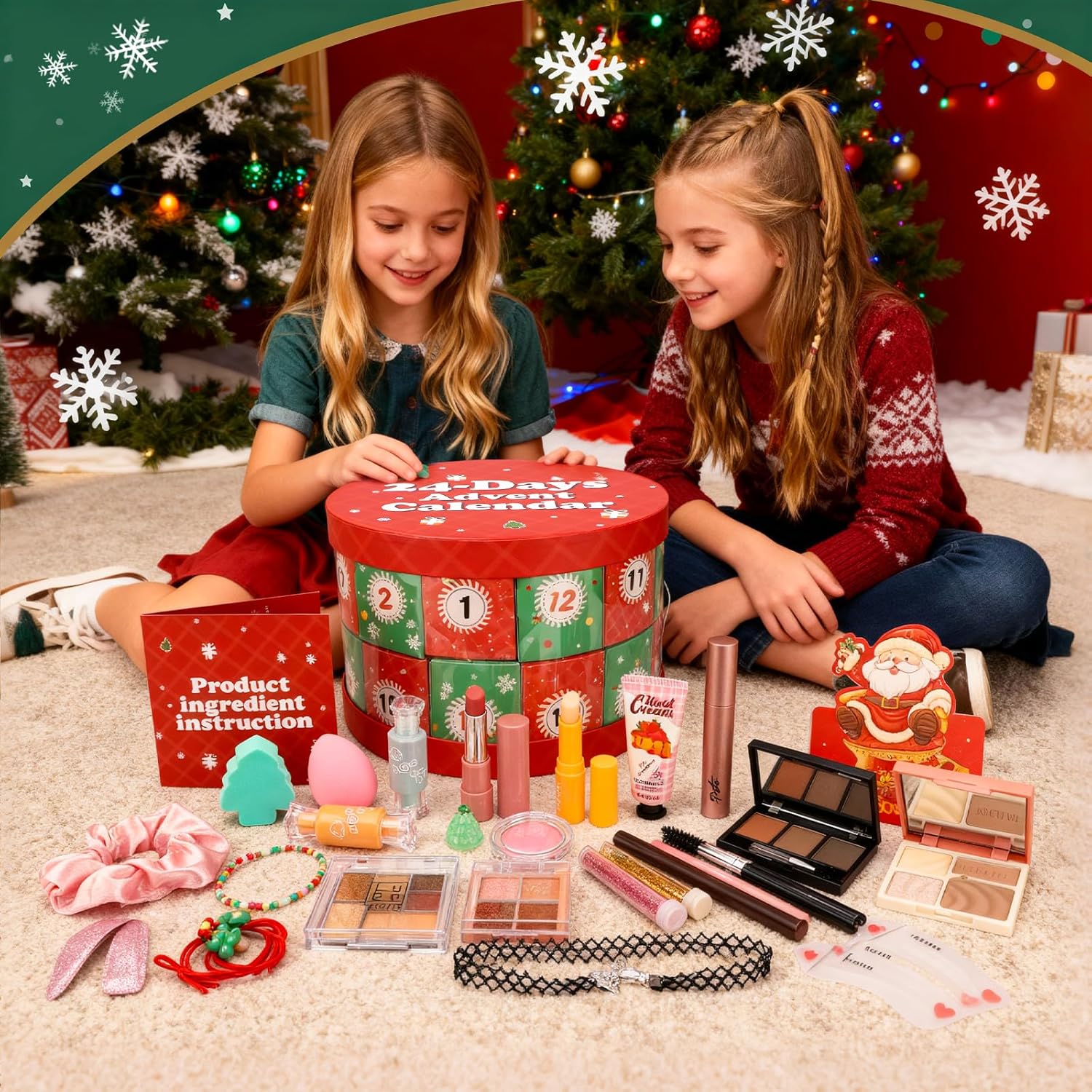 Erinde Makeup Advent Calendar 2025, 24 Days Christmas Makeup Gift Set for Women & Teen Girls, Holiday Beauty Countdown Calendar with Full Makeup & Tools, Festive Xmas Surprise Kit & Stocking Stuffers - Image 6