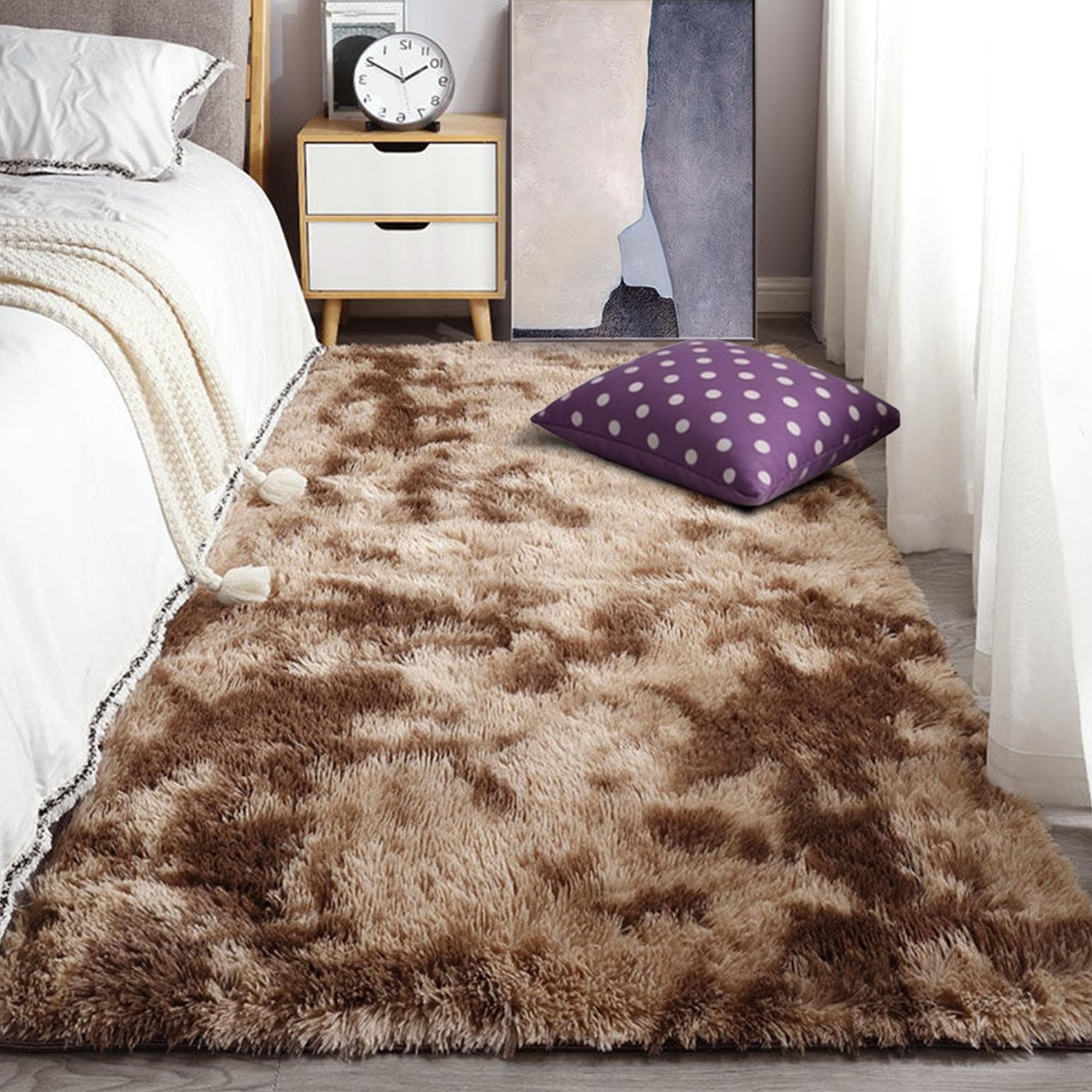 Tapis salon shaggy 300 x 390 cm lavable pour éliminer la poussière des chambres d'enfants