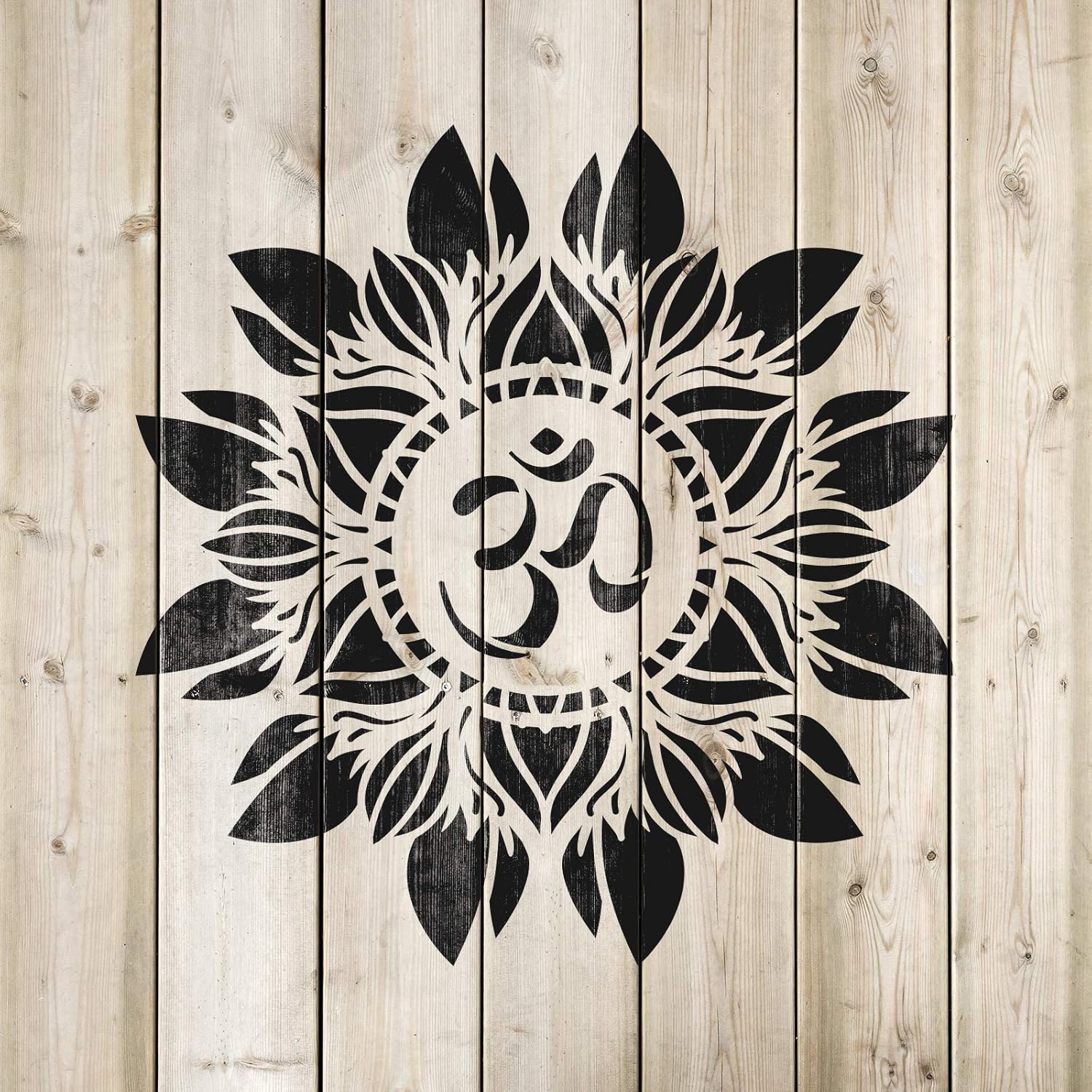 Om Flower Mandala Stencil - Design Stencil, Decor Stencil, Flower Stencil, Plastic Stencils, Mandala Stencil