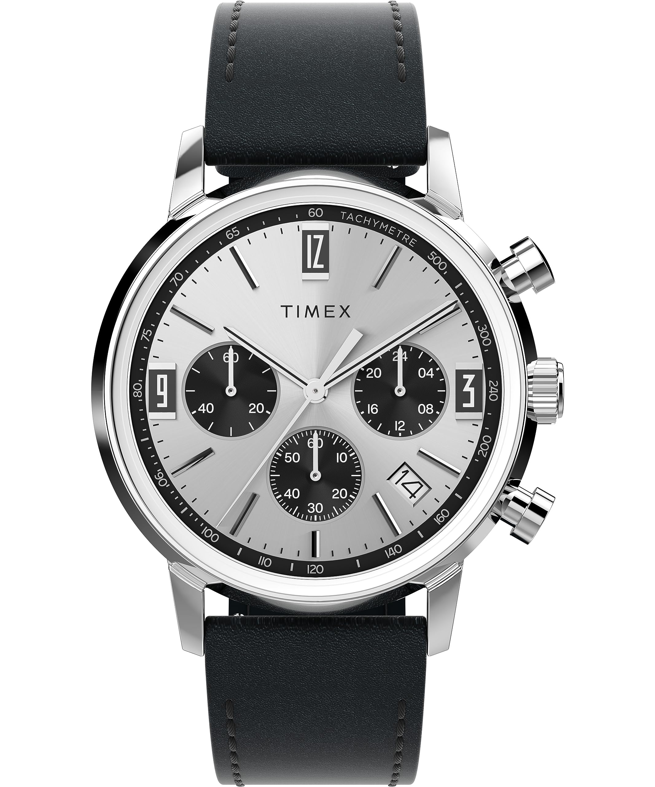 Timex Marlin Cronografo Tachimetro Uomo, Cassa Acciaio 40mm, Cinturino Pelle, Movimento Quarzo, Modello TW2W51500VQ