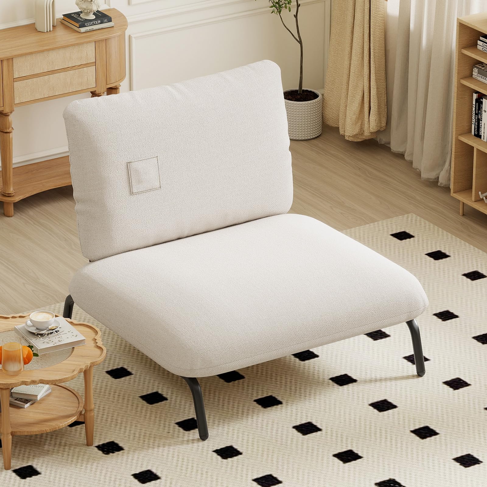 COSTWAY Loungesessel, Polsterstuhl mit extra breitem & tiefem Sitz, Relaxsessel belastbar bis 250 kg, Sessel für Wohnzimmer, Schlafzimmer, Büro, 92 x 97 x 82 cm (Beige)