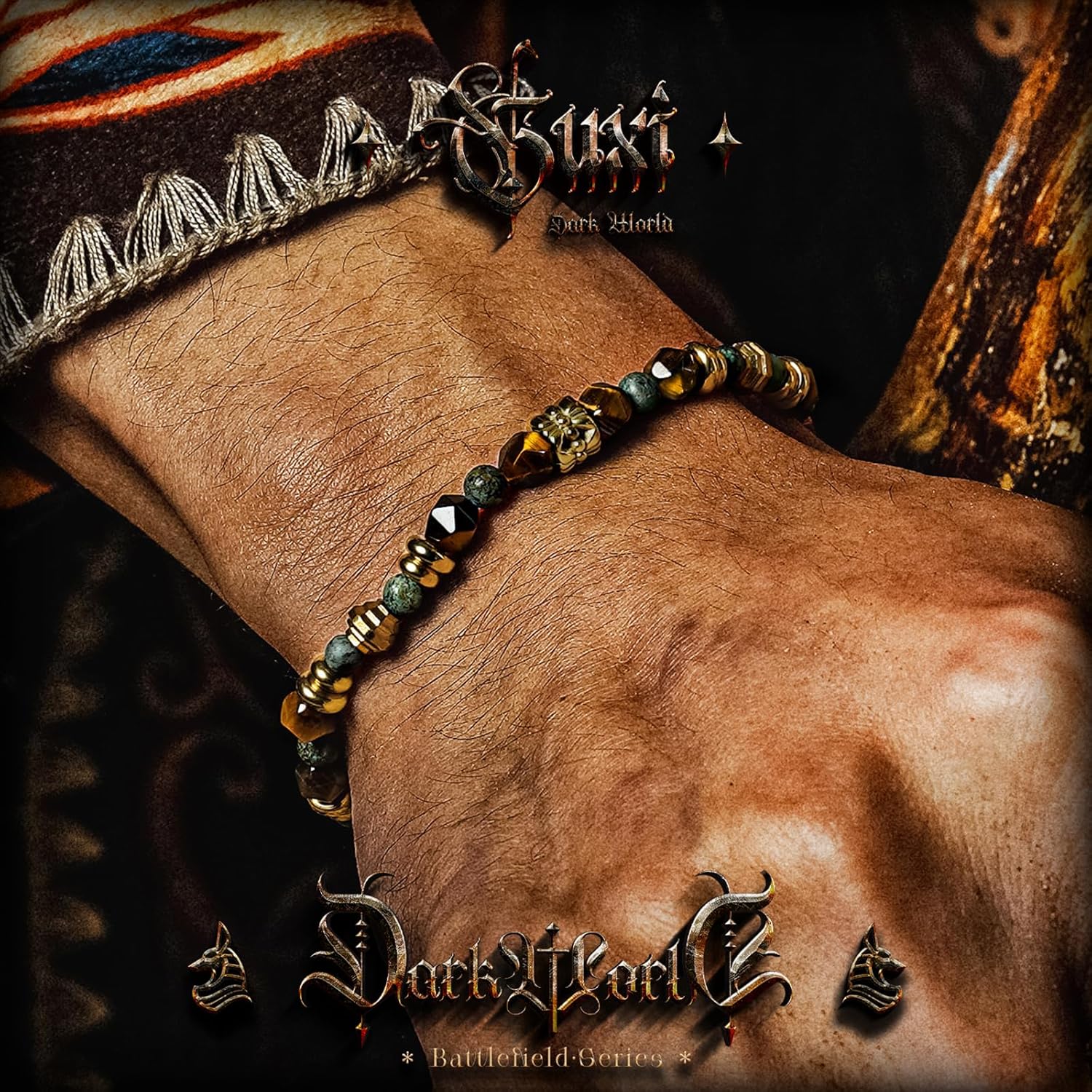 GUXI-Awakened Soul High Purity Premium Tiger Eye Bracelets for Men Handmade Natural Turquoise Irregular Beaded Bracelets Protection Bracelet Vintage Jewelry