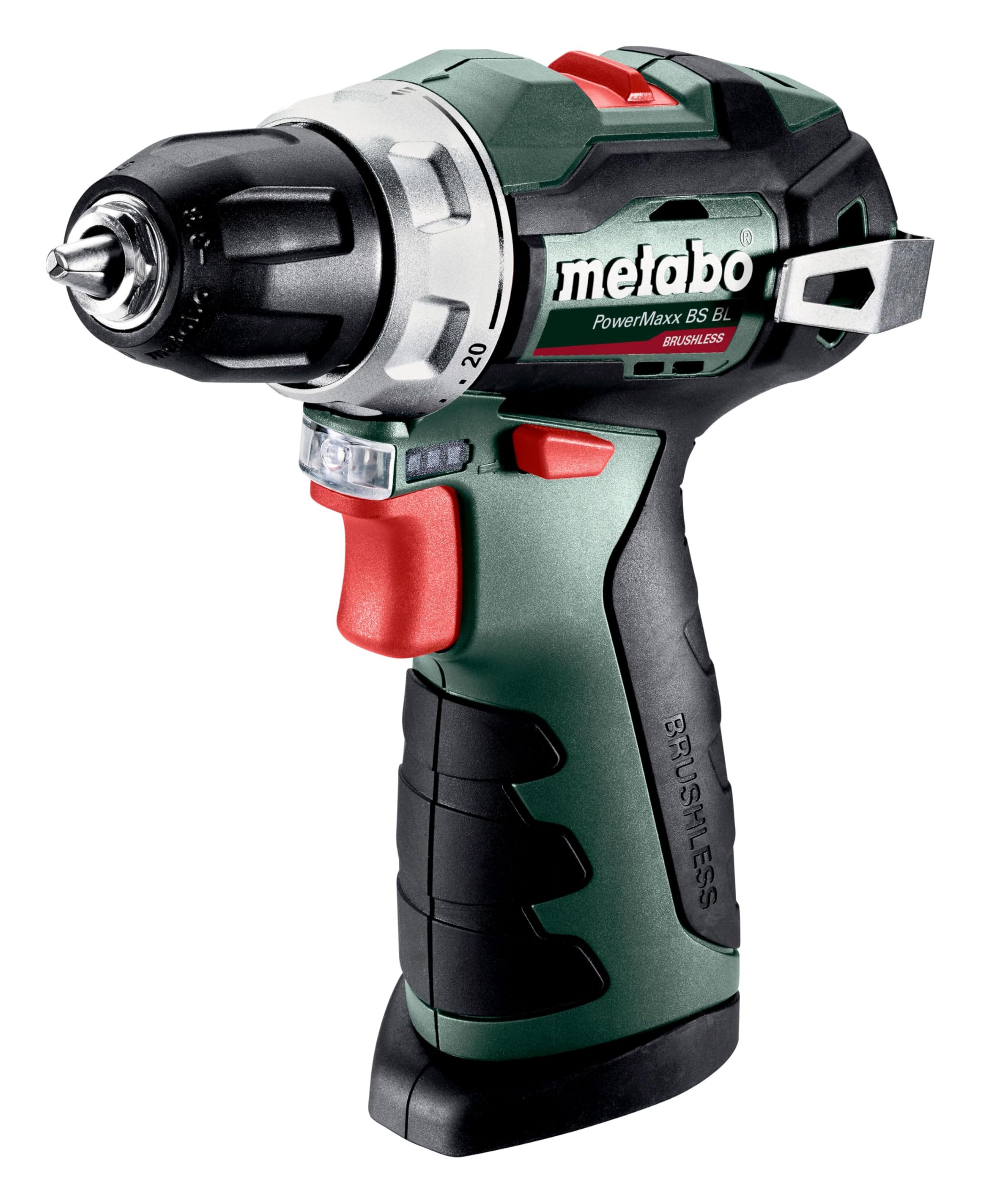 metabo PowerMaxx BS BL, Taladro Atornillador Brushless, 12V y 38 Nm | Incluye 2 baterías de 2.0Ah, cargador y maletín. Motor sin escobillas, portabrocas de 10 mm y peso de 0.9 kg.