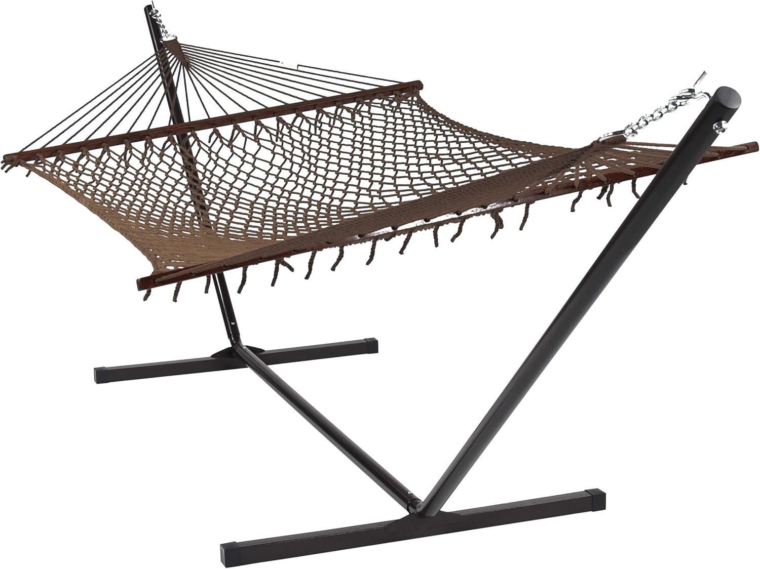 Island Escape Rope Hammock and Stand Set (Mocha Stand and Mocha Hammock)
