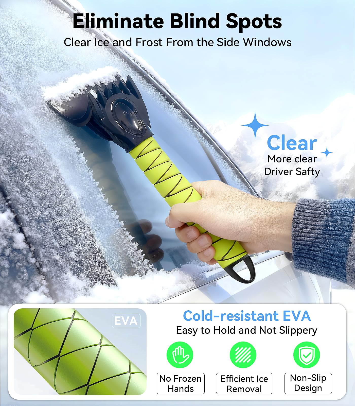 Nmoiss-3-in-1 Windshield Snow Cover for Ice Snow Frost 600D Heavy Cover Ice Scraper Complete Winter Protection with 360 — view 5