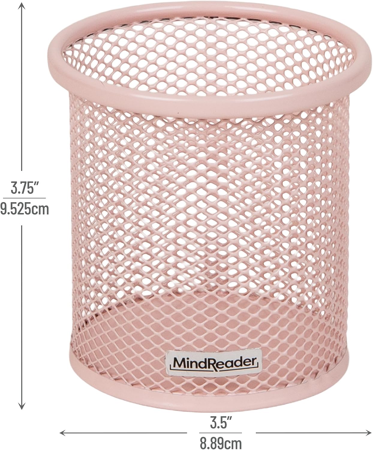 Mind Reader Pen and Accessories Holder, Desktop Organizer, Office, Metal Mesh, 3.5"L x 3.5"W x 3.75"H, Set of 3, Pink image 3