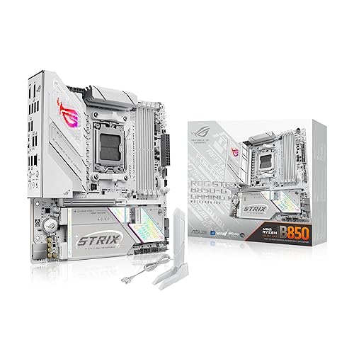 ASUS ROG Strix B850-G Gaming WiFi AMD AM5 B850 mATX Motherboard, Advanced AI PC Ready, 14+2+1 Power Stages, DDR5 Slots, 4X M.2 Slots, PCIe® 5.0 Ready, WiFi 7, 2.5G LAN, USB 20Gbps Type-C®, AI Advisor - mATX - B850-G|M.2x4|WiFi7|White