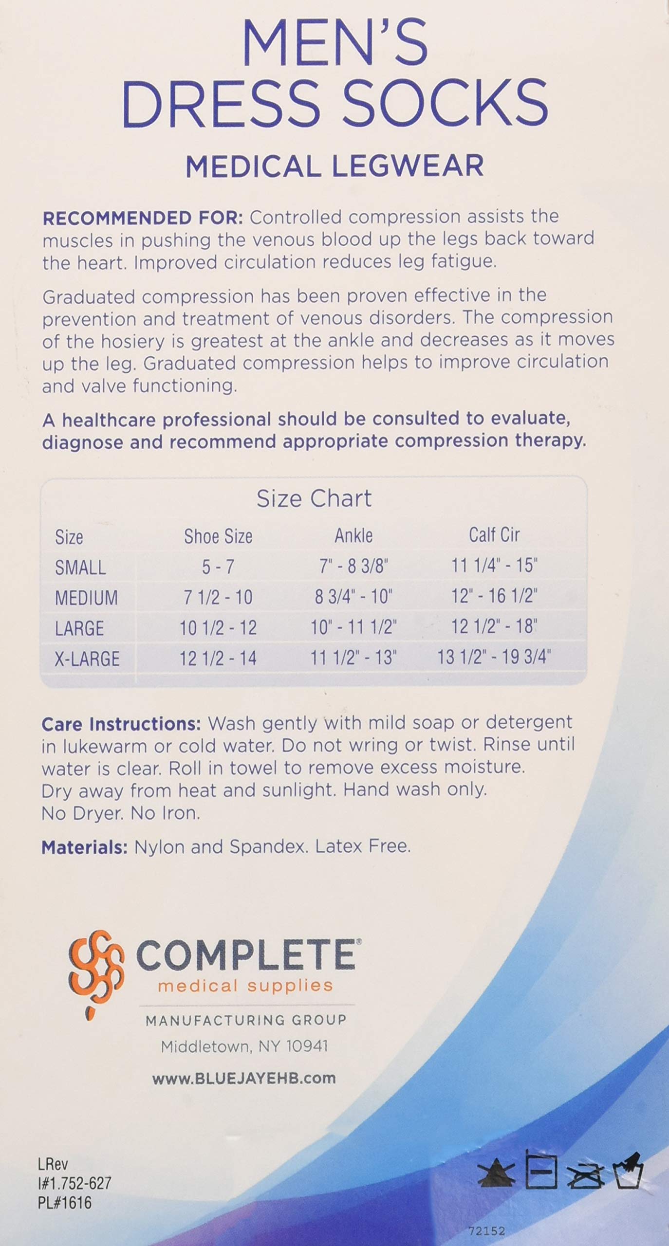 Blue Jay An Elite Healthcare Brand Men's Firm Support Socks 20-30 mmHg, Black, Medium, 0.2 Pound