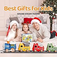 Vista 7 de Remote Control Train Toy for Kids, Lighting & Music Train Set with Water Steam for 3-8 Boys Girls, Electric Train Set with Tracks Accessories