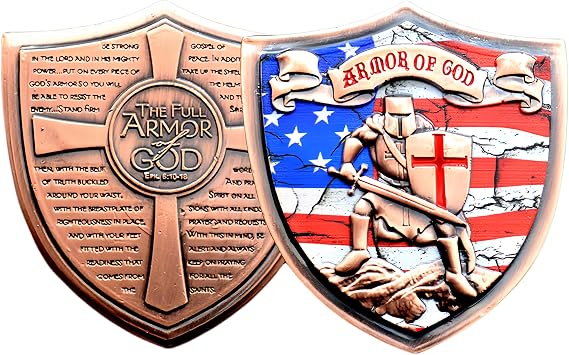 Armor of God Challenge Coin Eph 610-18 3D Prayer Coin Collection Red Bronze
