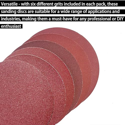 Miniatura 5 de 60 discos de lijado PSA de 6 pulgadas, 10 de cada uno de 80, 100, 120, 180, 240, 400, grano, 6 pulgadas, discos de papel de lija autoadhesivos para