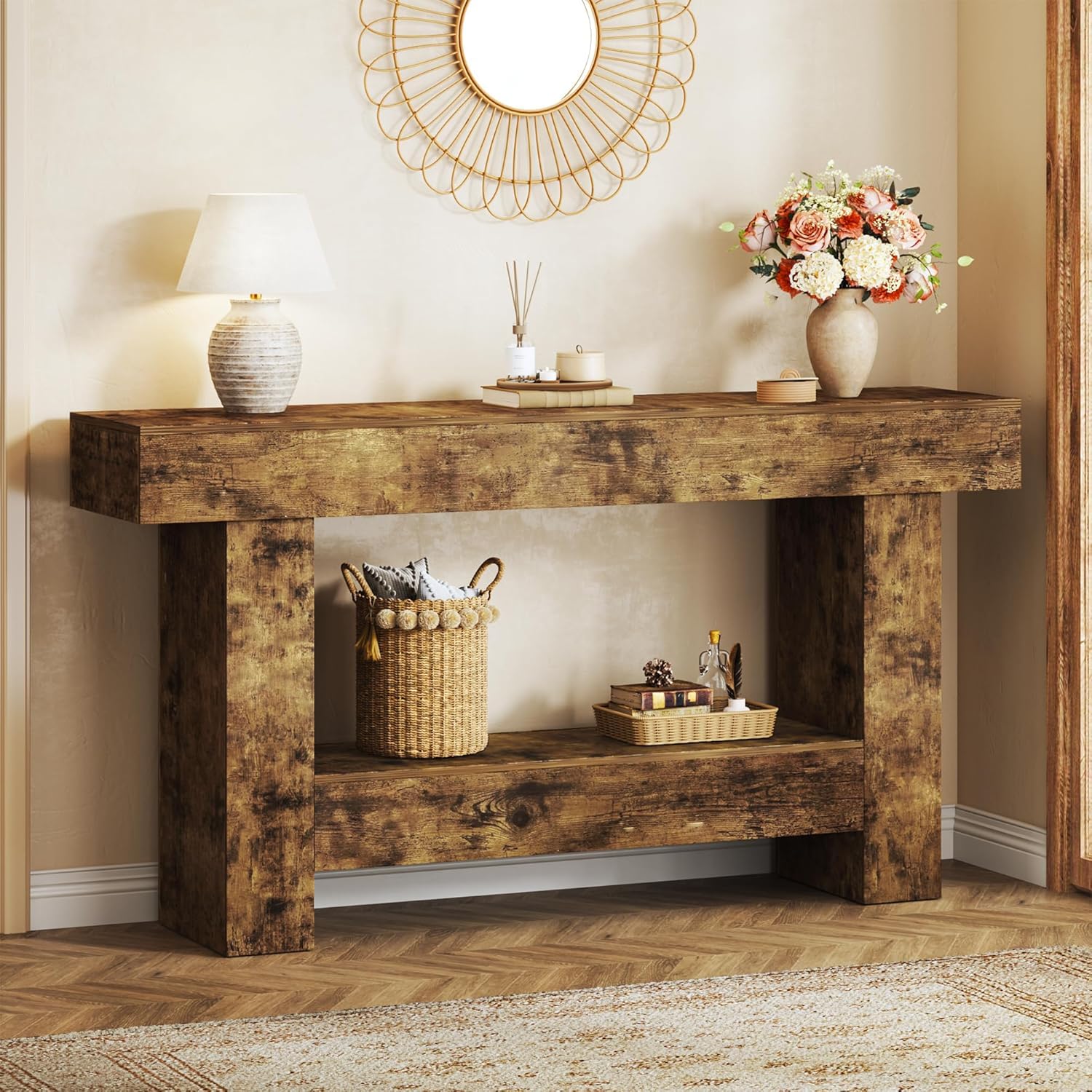 Amazon.com: Tarnorci 63'' Farmhouse Entryway Table, Wood Sofa