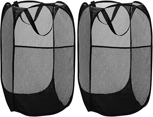 Miniatura 8 de BATTOO Cesta de lavandería desplegable de malla fuerte de lujo con bolsillo lateral para lavandería, baño, habitación de los niños, dormitorio