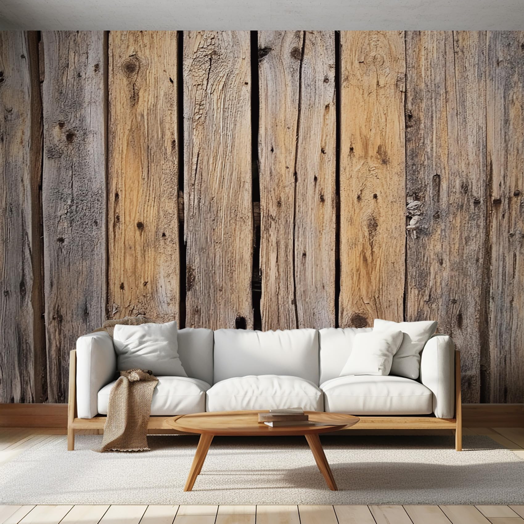 NOGAWA Papier Peint Motif Bois Rustique, 3D Panoramique Papier Peint xxl Bois Vintage, Papier Mural Decoratif Pour Salon, Chambre, Tapisserie Murales, Décoration Murale 350x256cm