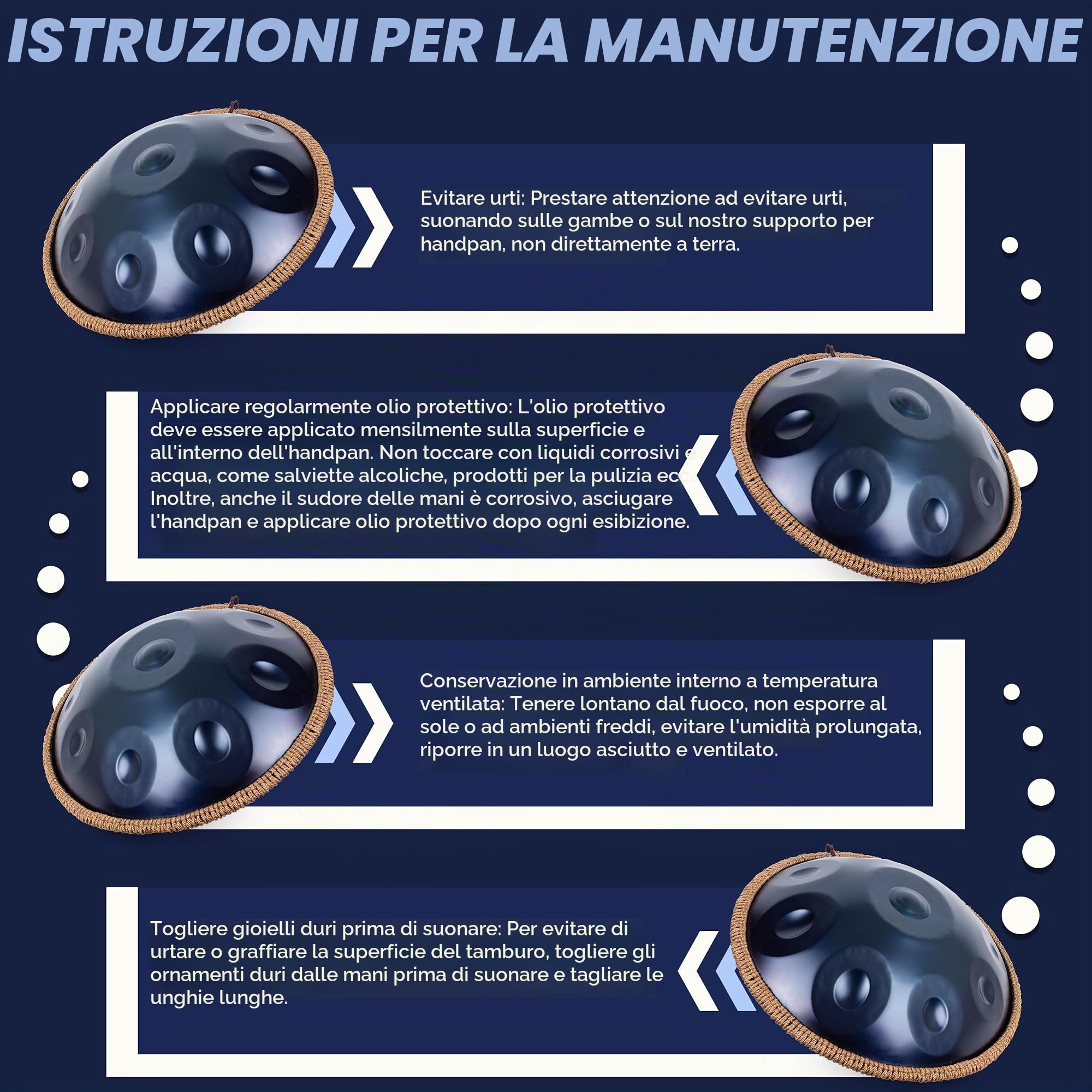 Handpan, Steel Drum, Hand Pan, Tamburo in Acciaio, Blu | 432HZ 19 Pollici 48cm 10 Note D Minore Principiante Handpan Drum per Meditazione e Yoga, Tamburo a Mano con Borsa e Supporto