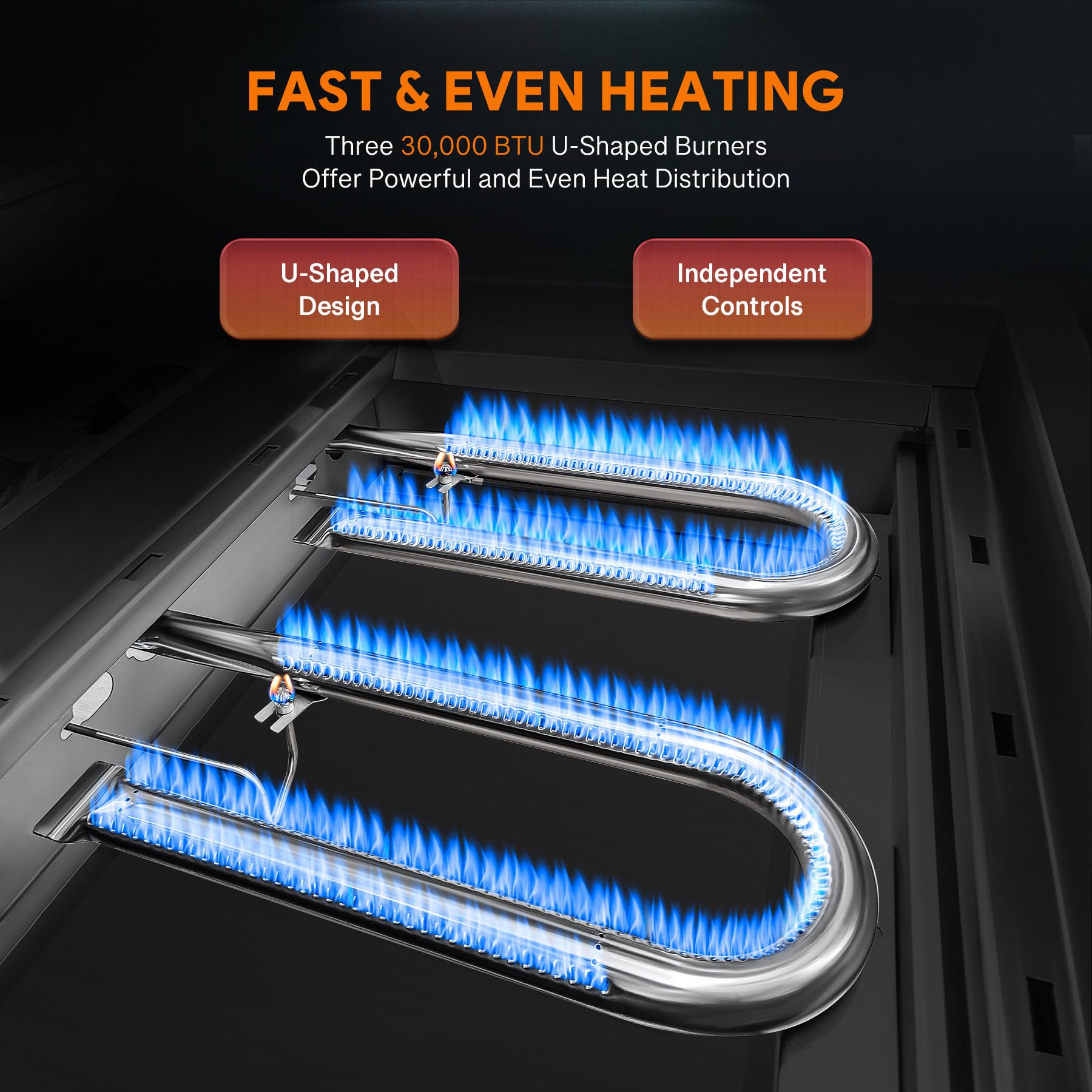 WILPREP Commercial Gas Griddle, 36 in. Gas Countertop Griddle with 3 30000 BTU U-Shaped Burners, NG LPG Compatible Flat Top Grill Hot Plate with Independent Knob Controls for Home Commercial Kitchen
