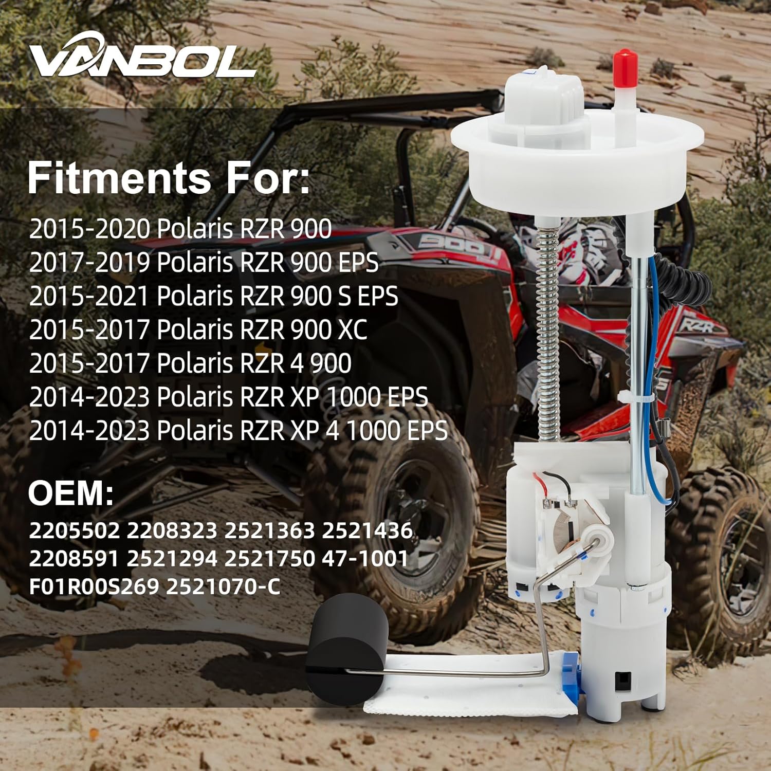2205502 Fuel Pump Module Assembly Compatible with Polaris RZR 900 EPS XC XP 4 1000 2014-2024 SP High Lifter Replace 2208323 47-1001 VANBOL0043 2521363 2521436 2208591 with O-ring & Cap