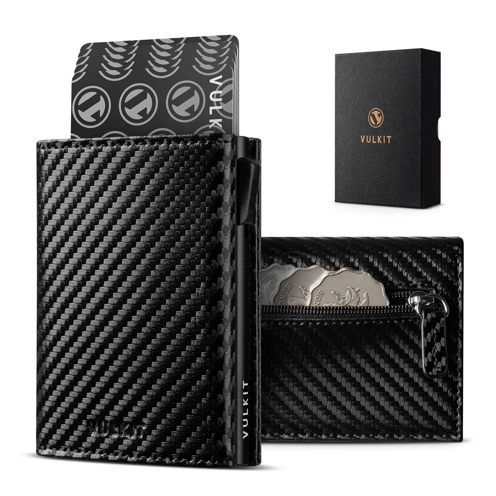 VULKIT Portefeuille Homme avec Porte-Monnaie et Protection RFID
