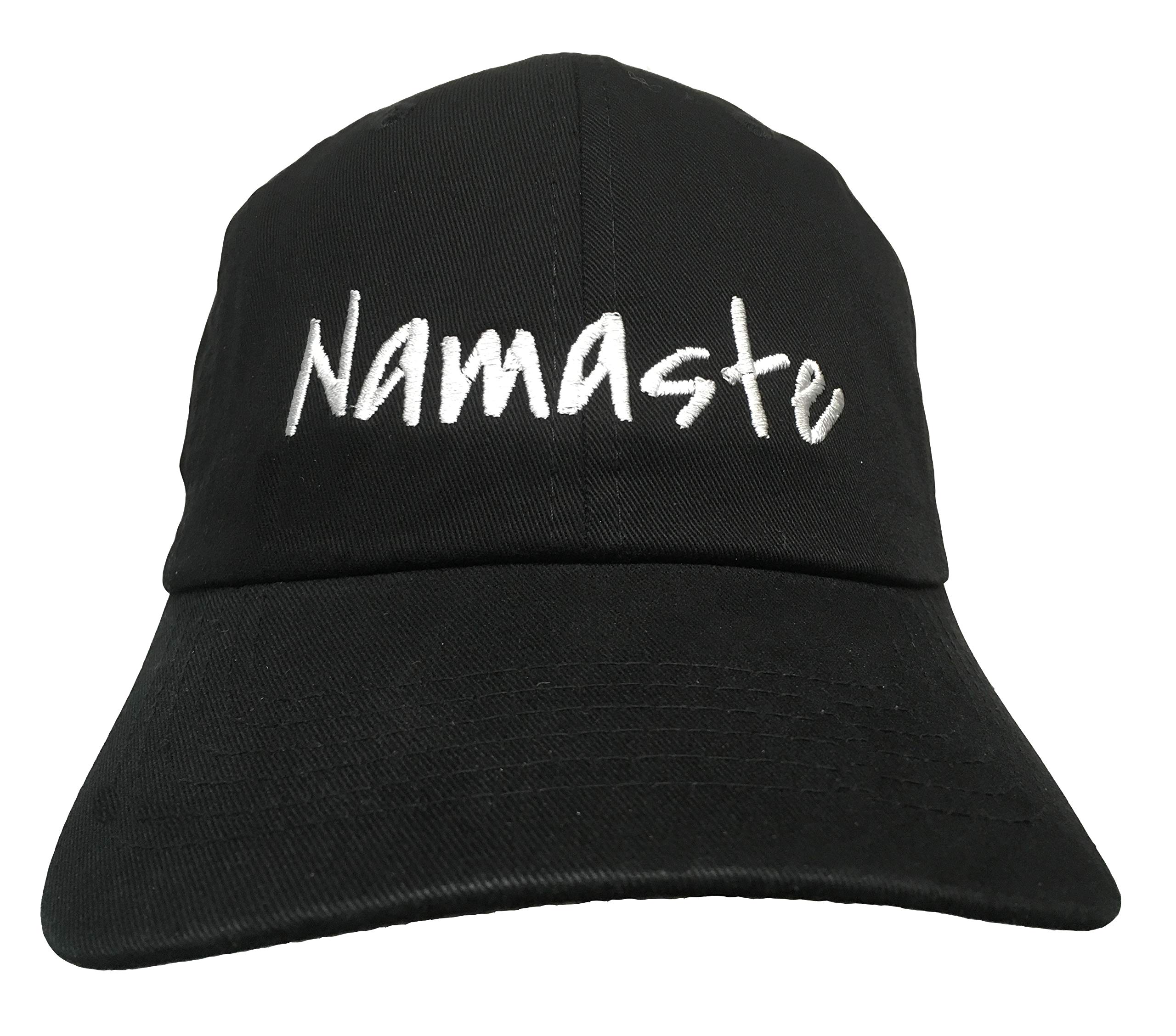 KNBC GraphicsNamaste - Black Embroidered Ball Cap with White Stitching