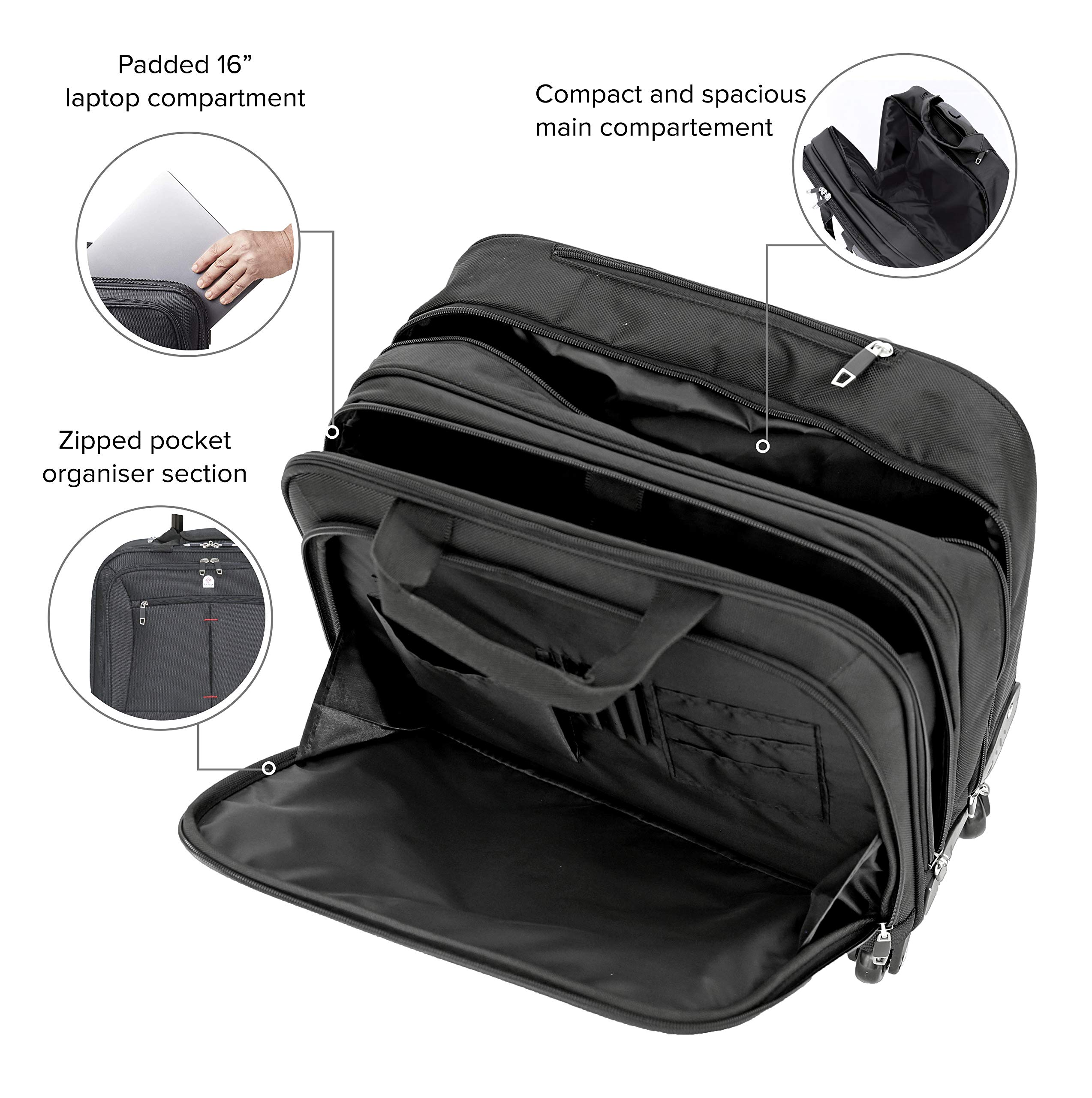 Tassia Business Laptop Roller Case Large Stowage Area 4 Wheel
