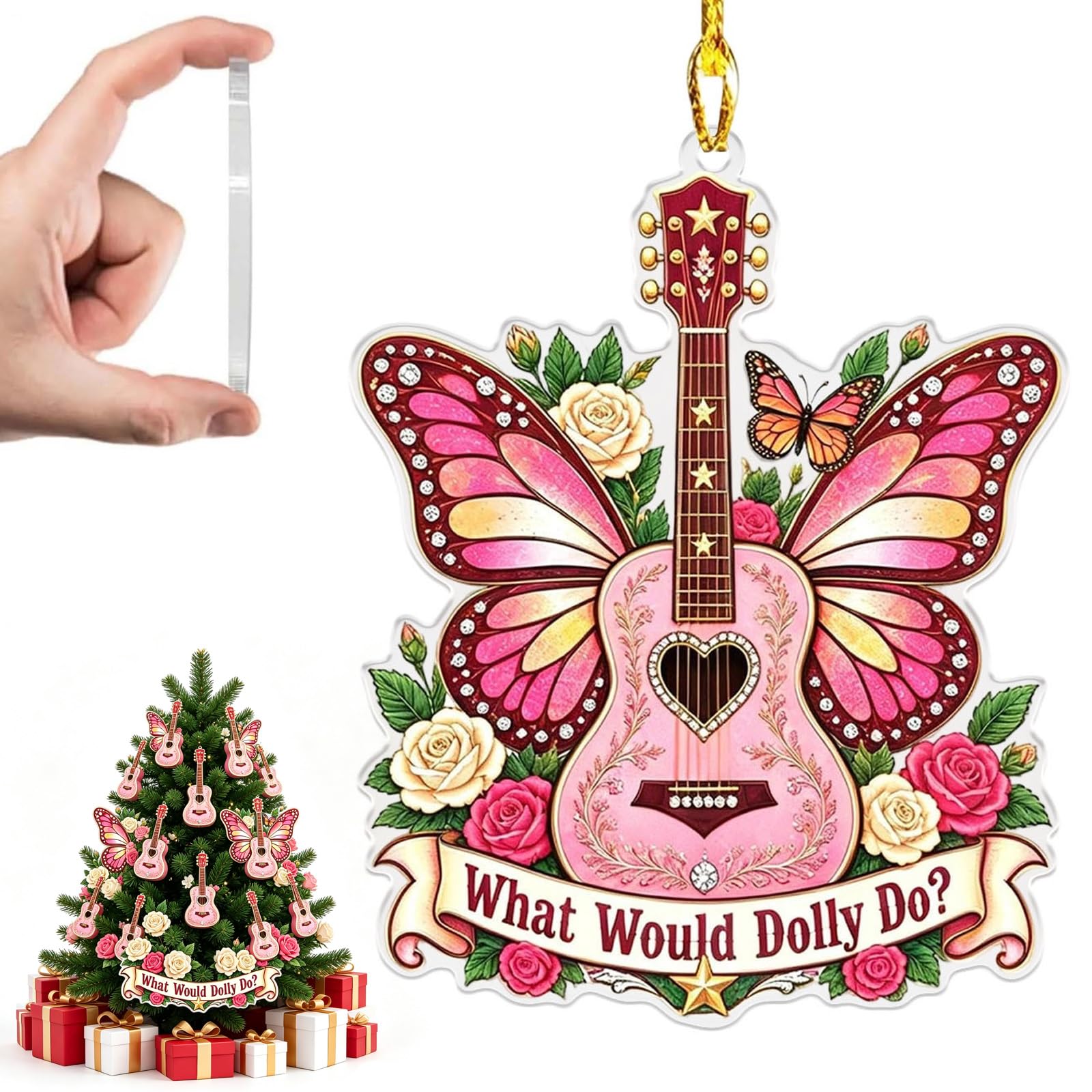 Dolly Parton 2026 Acrylic Pink Christmas Ornament, Dolly Memorial Gift