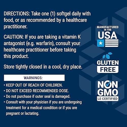 Miniatura 7 de Life Extension Vitamina K2 de baja dosis de 45 mcg  Apoya la salud arterial y cardiovascular  Suplementos para la salud cardíaca y ósea  Sin gluten