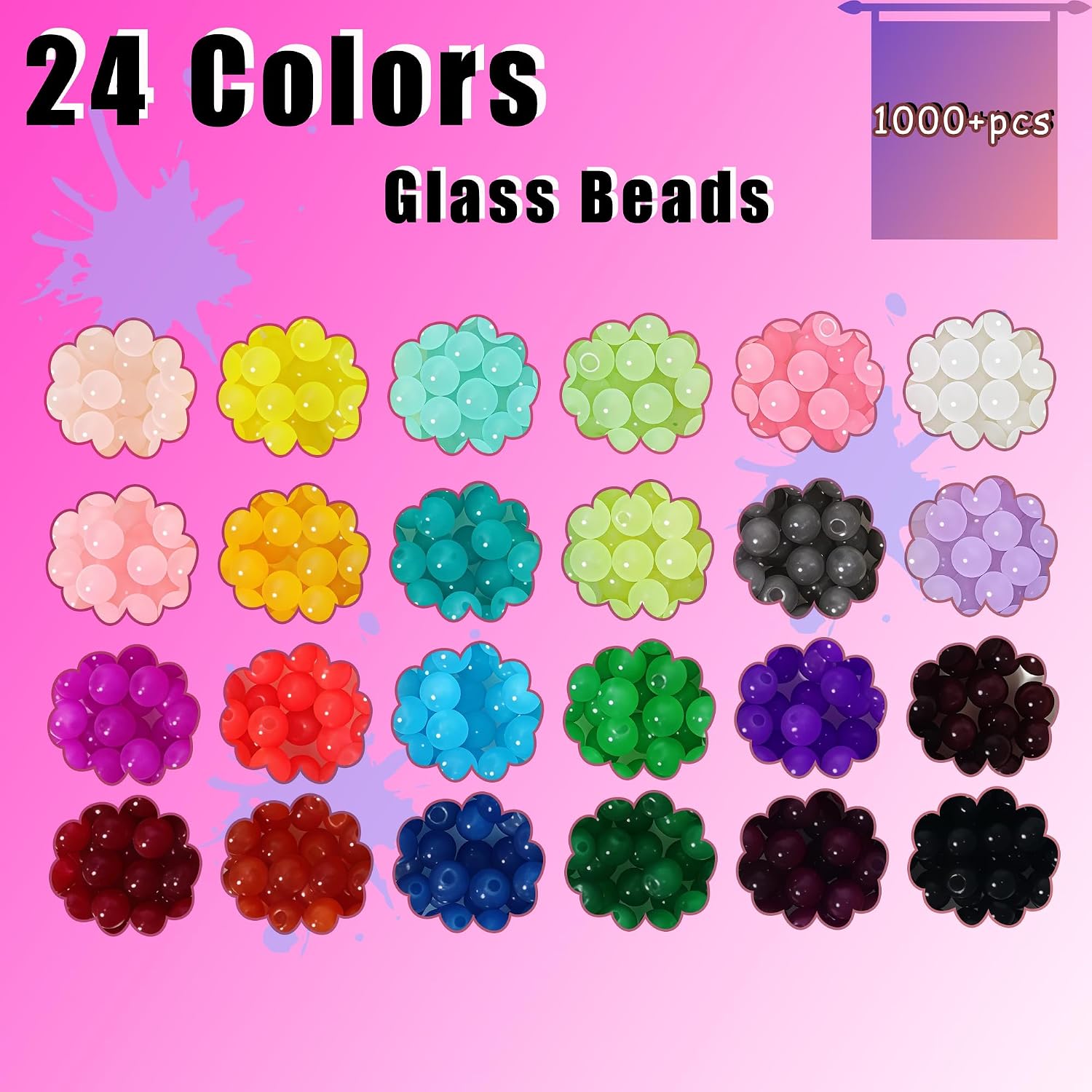 1330pcs 6mm Glass Beads 24 Colors Crystal Bead Bracelet Jewelry Making Kits