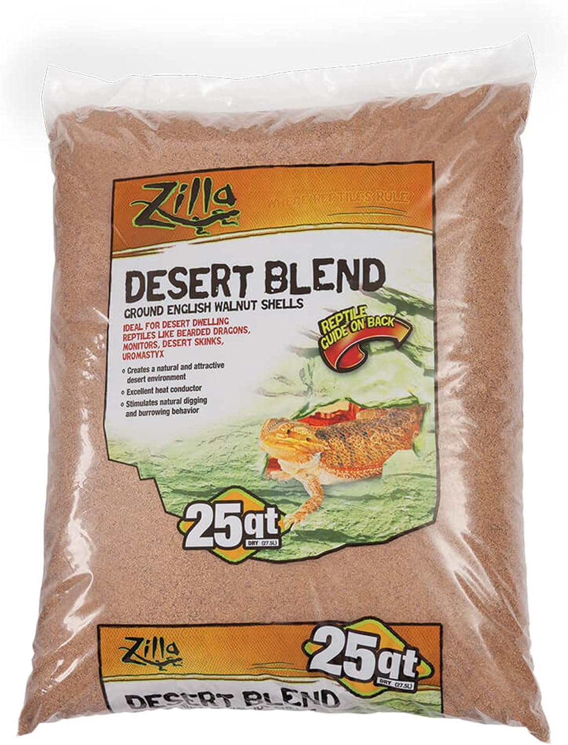 Zilla 11763 Ground English Walnut Shells Desert Blend, 25-Quart Bag,Black