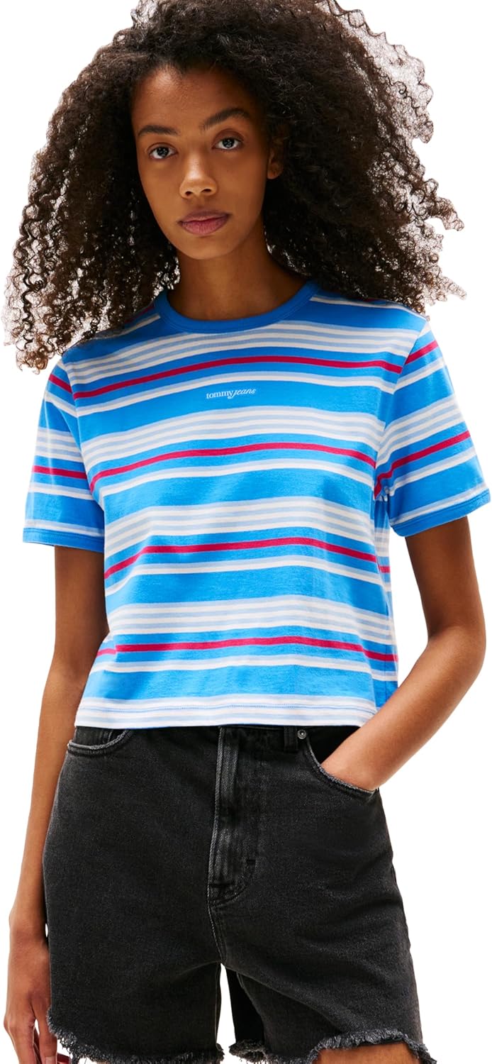 Tommy Jeans Womens Graphic Tee with Stripe Design
