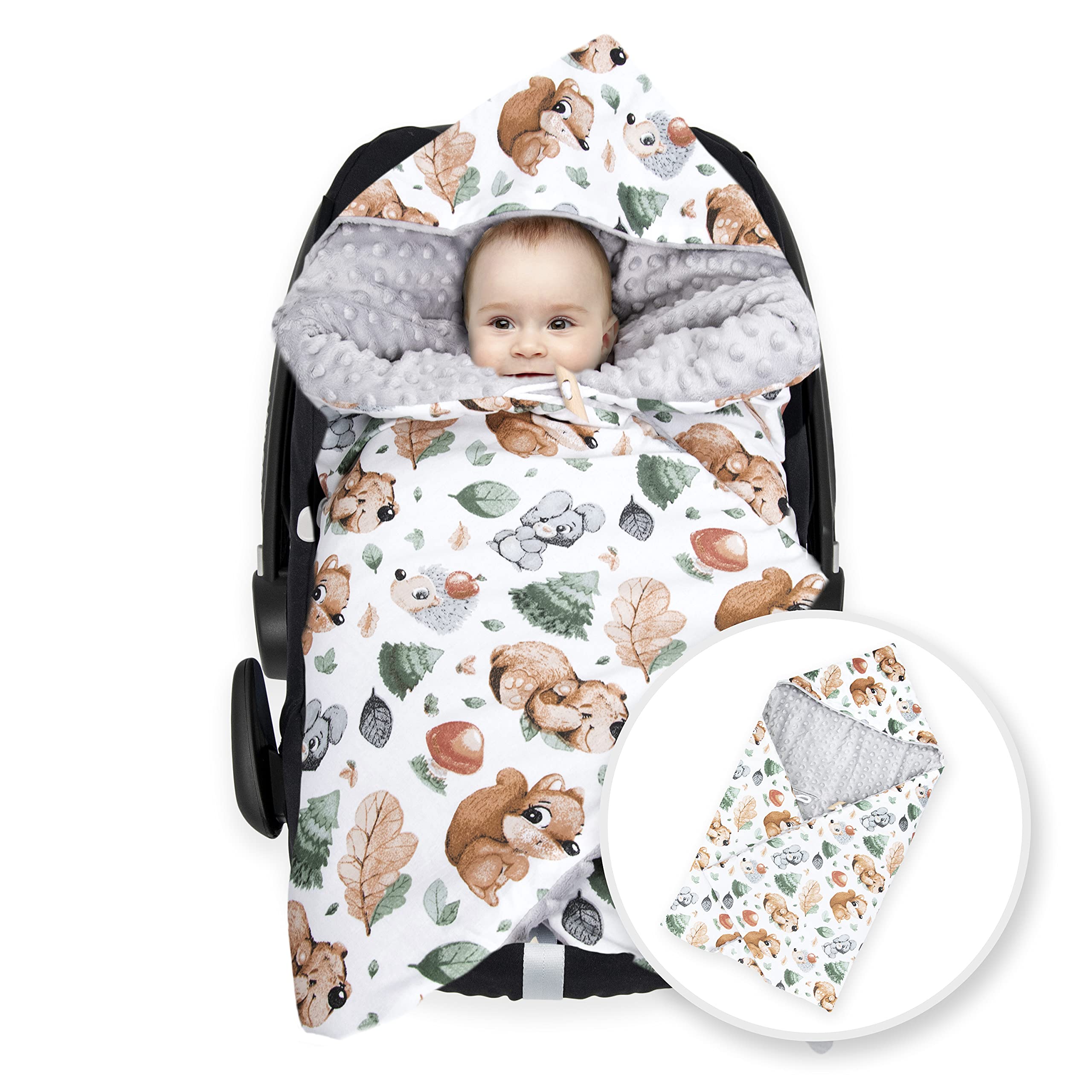 Amilian Copertina per ovetto, 90 x 90 cm, per il comfort e la sicurezza del vostro bambino, per passeggino o seggiolino auto, scoiattolo