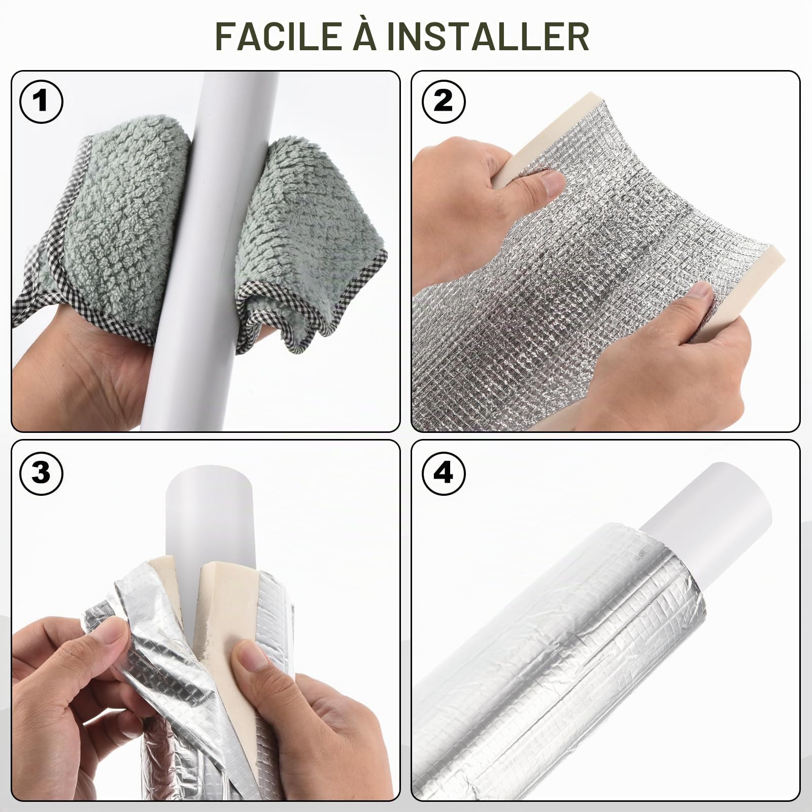 PATIKIL 1.3Ft de Long 22mm(7/8") Id 52mm Od Tube de Mousse D'Isolation de Tuyau,6 Pcs 15mm Épais Film de Protection Contre Le Gel pour Tuyaux Auto-Adhésifs, Avec Feuille D'Aluminium