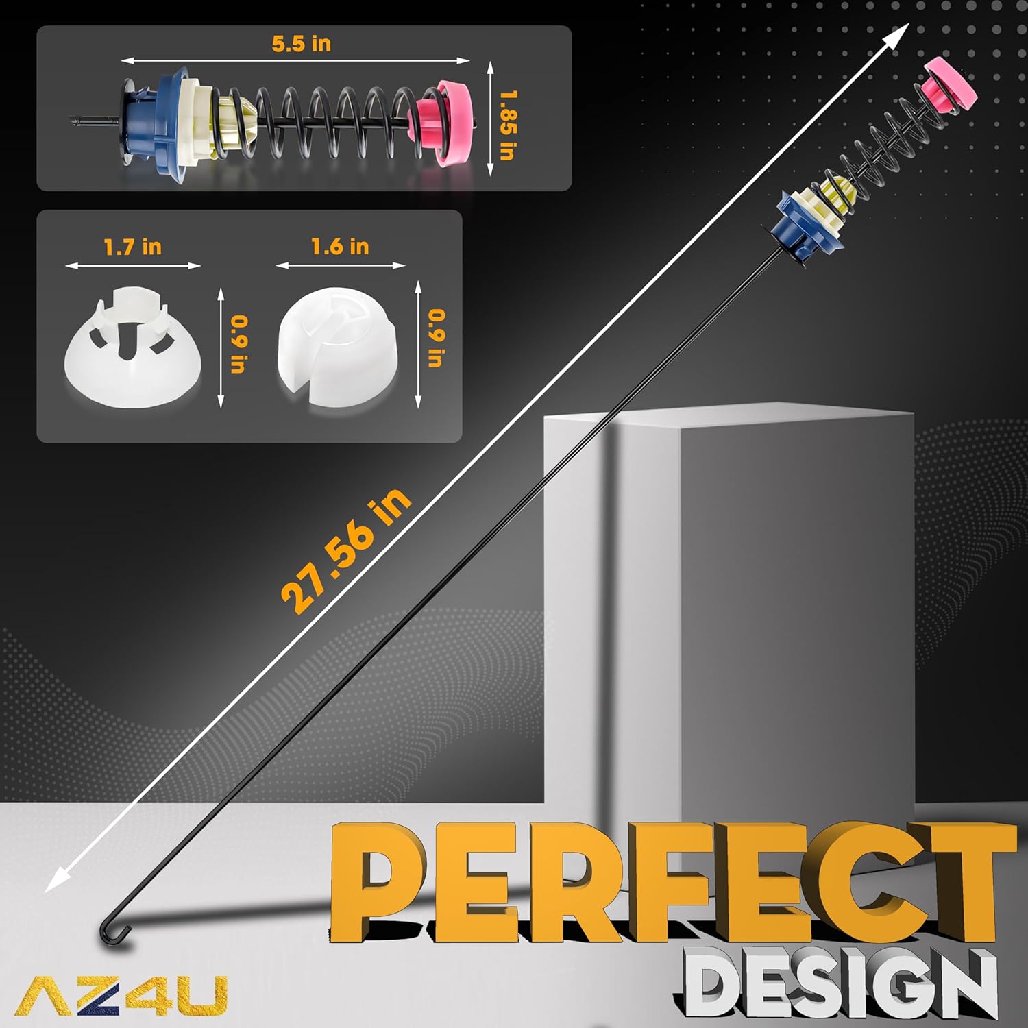 4Pcs 27" Washer Suspension Rods Replaces W10440786 W10368626 W10368627 W10440739 For Whirlpool, Maytag Top Loading Washers Machine