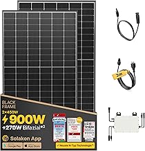 Solakon® 1000 W Balcony Power Station - Balcony Power Station 800 W Complete Socket - Latest 800 Watt Inverter - Solar System Complete Set - 500 W Bifacial Solar Panels Including Accessories - 5 m